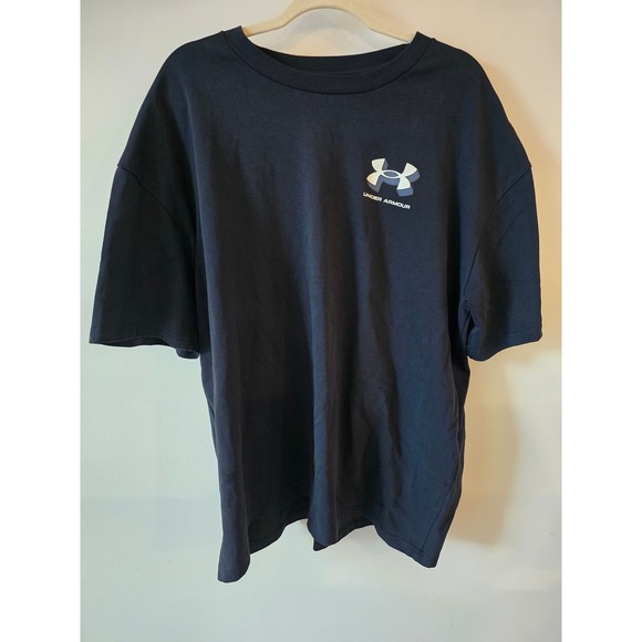 Under Armour Mens Black Loose T Shirt Short Sleeve Big Logo Casual XL - Picture 2 of 9